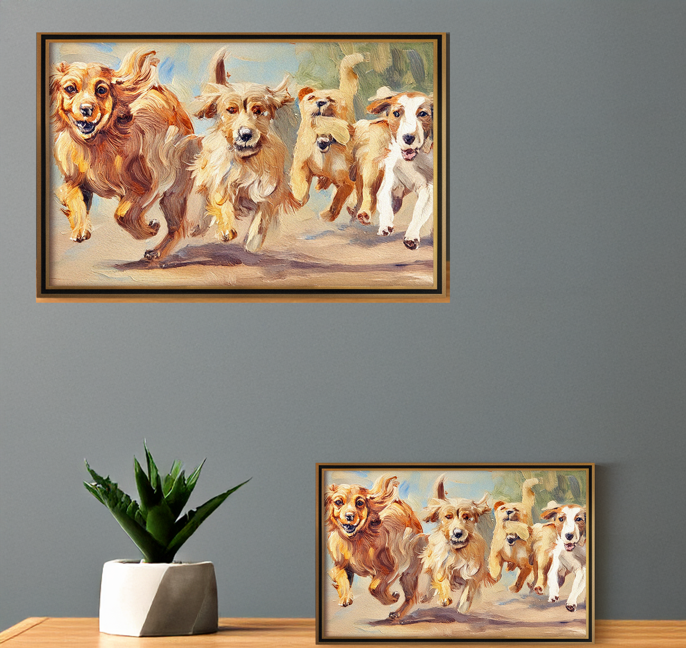 Four Dogs Art Print: Vibrant Gallery Wall Decor (Digital Download)
