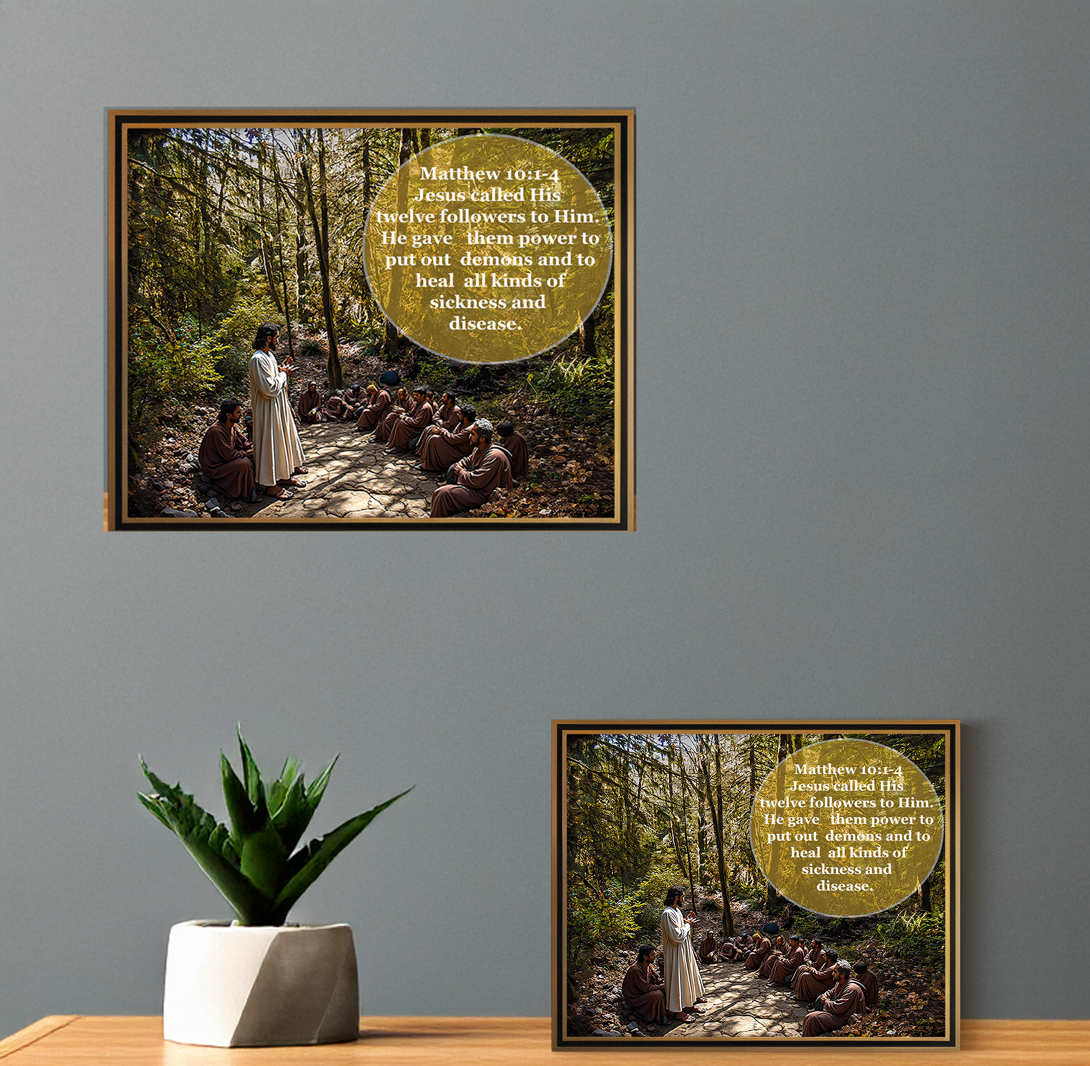 Christian Savior with Disciples  Wall Art - Religious Canvas Prints, Biblical Decor, Jesus and Apostles, Inspirational Christian Gift