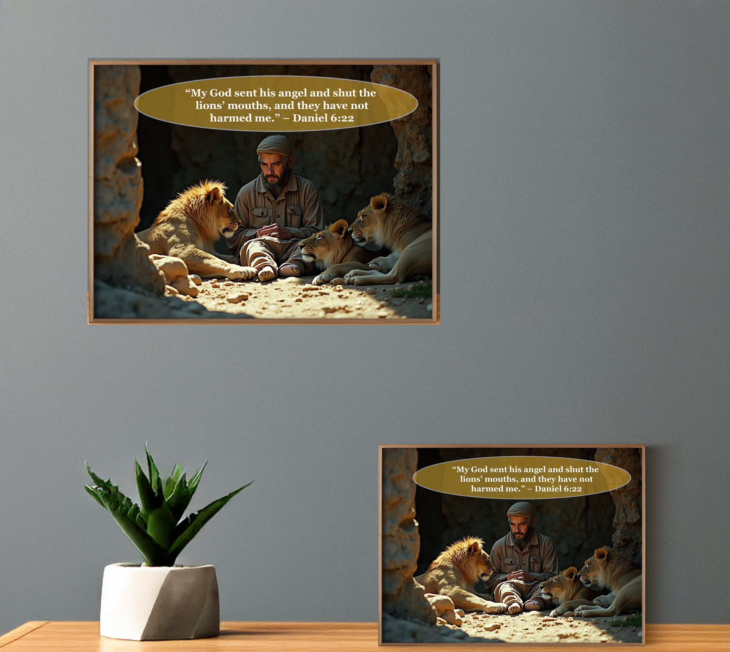 Daniel and the lions Wall Art Printable | Christian Inspirational Digital Download | Faith, Love, Pets, Gifts, Bible Scripture Art