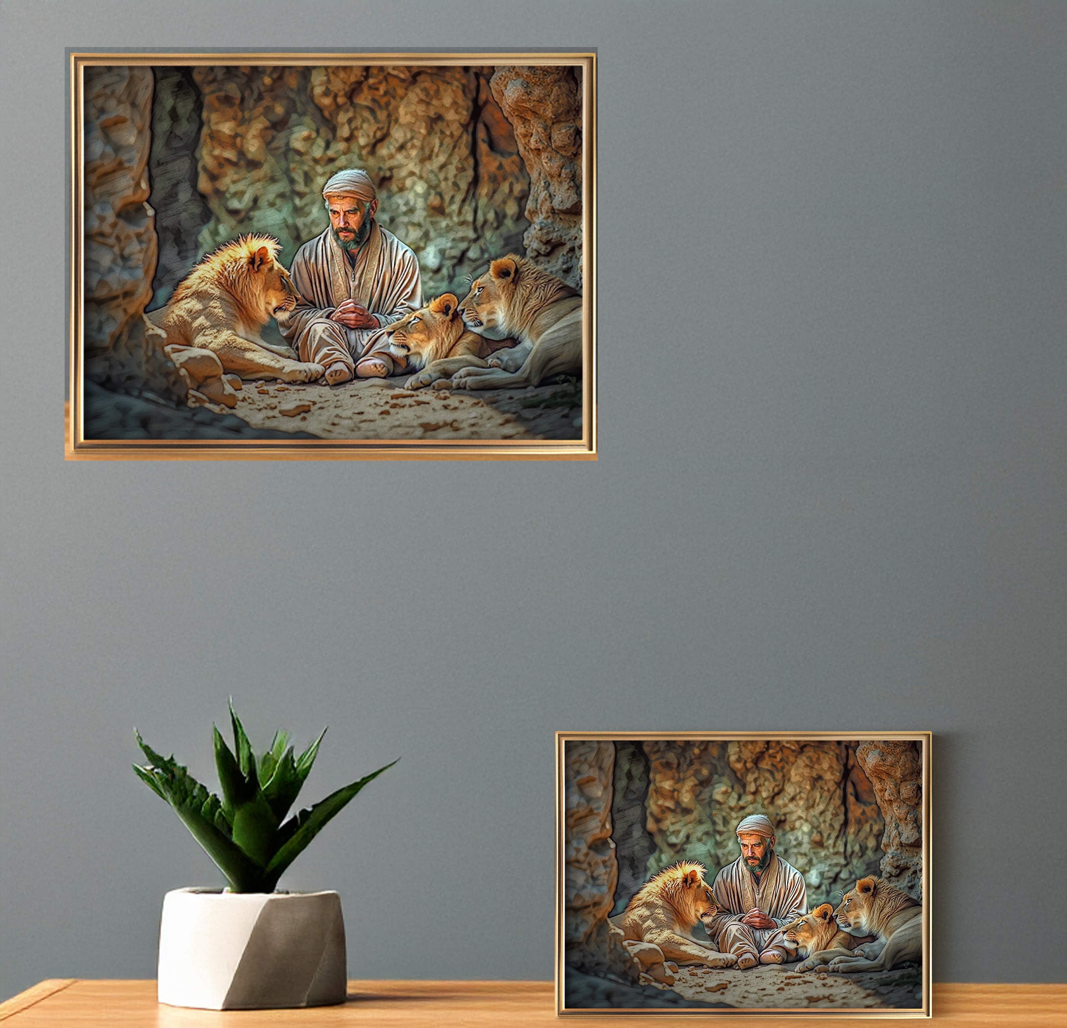 Daniel and Lions Art Print: Modern Wall Decor (Digital Download)
