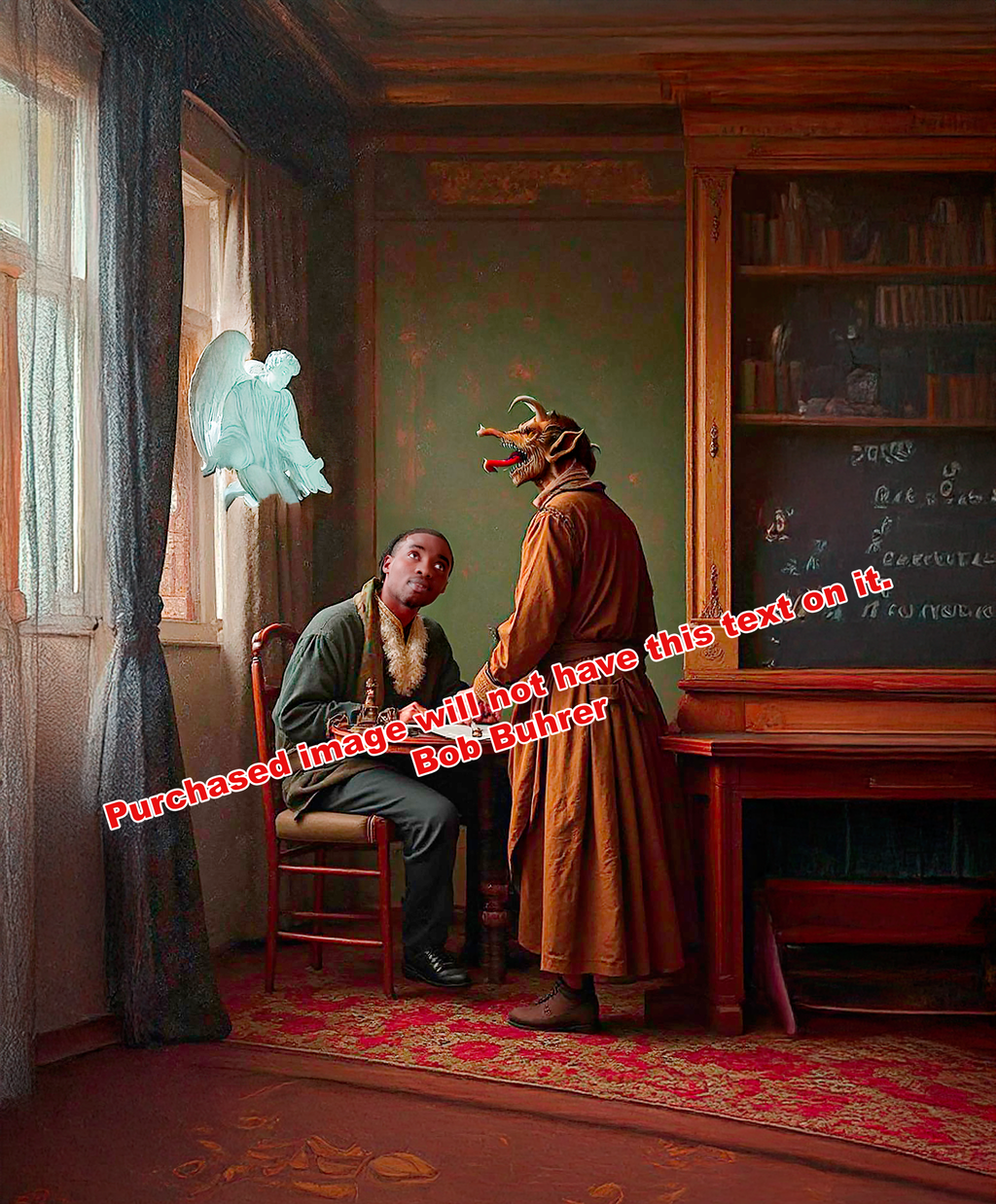 Demon Buying Soul        We support TPUSA    Arts Print, Gothic Wall Decor, Dark Fantasy Illustration, Occult Home Decoration, Unique Gift