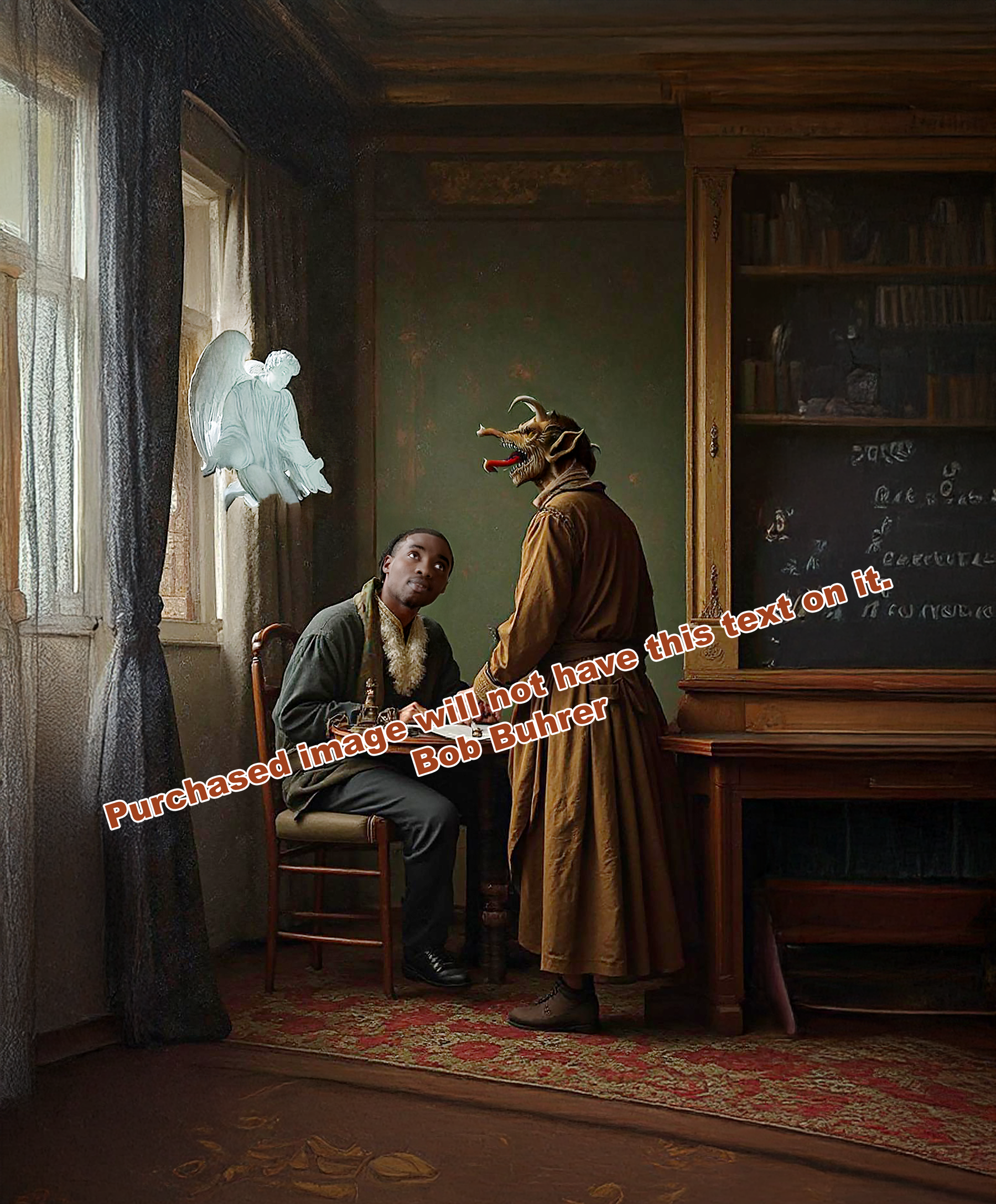 Demon Buying Soul        We support TPUSA    Arts Print, Gothic Wall Decor, Dark Fantasy Illustration, Occult Home Decoration, Unique Gift