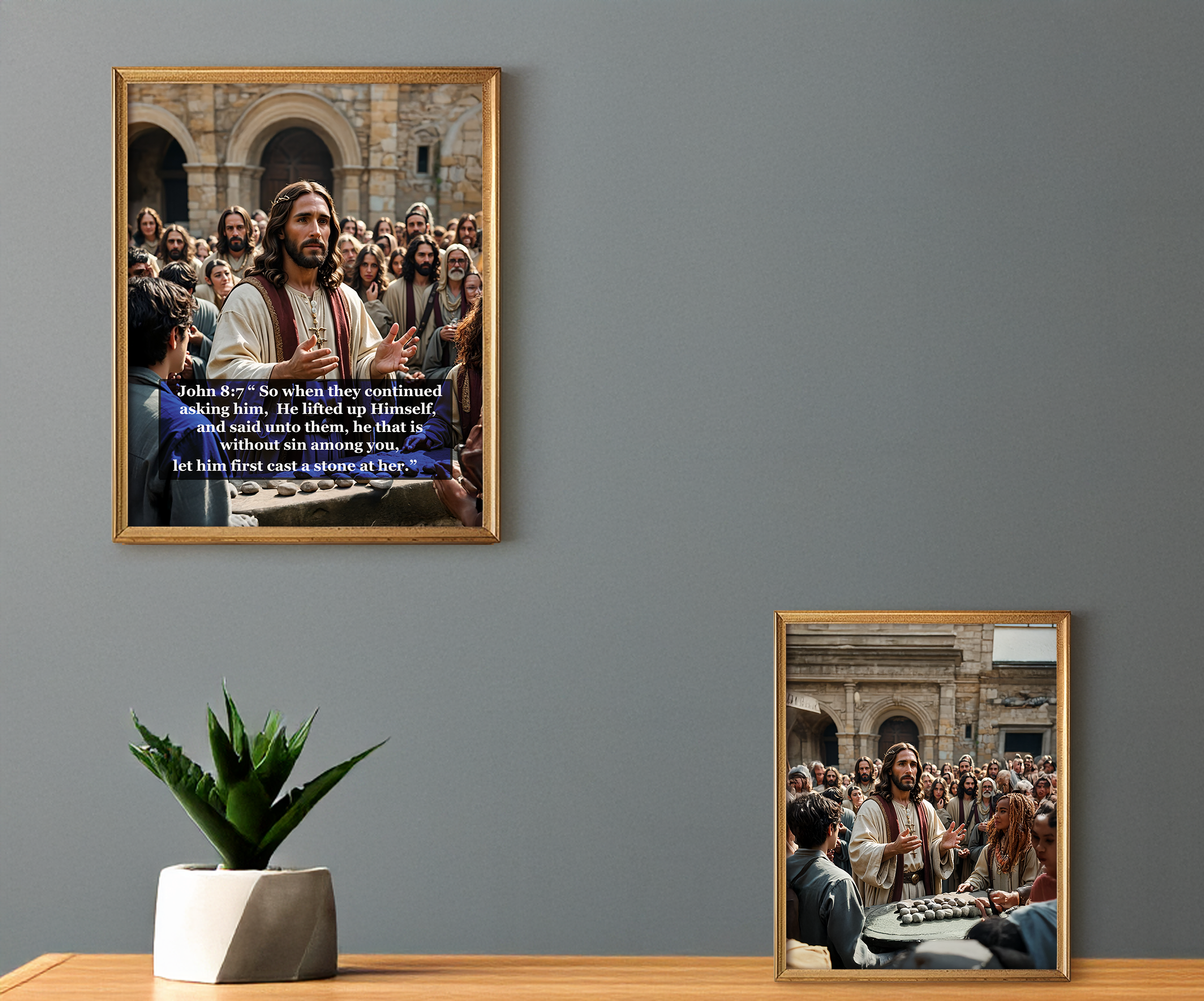 The First Stone  -  Inspirational Christian Wall Art for Home Décor