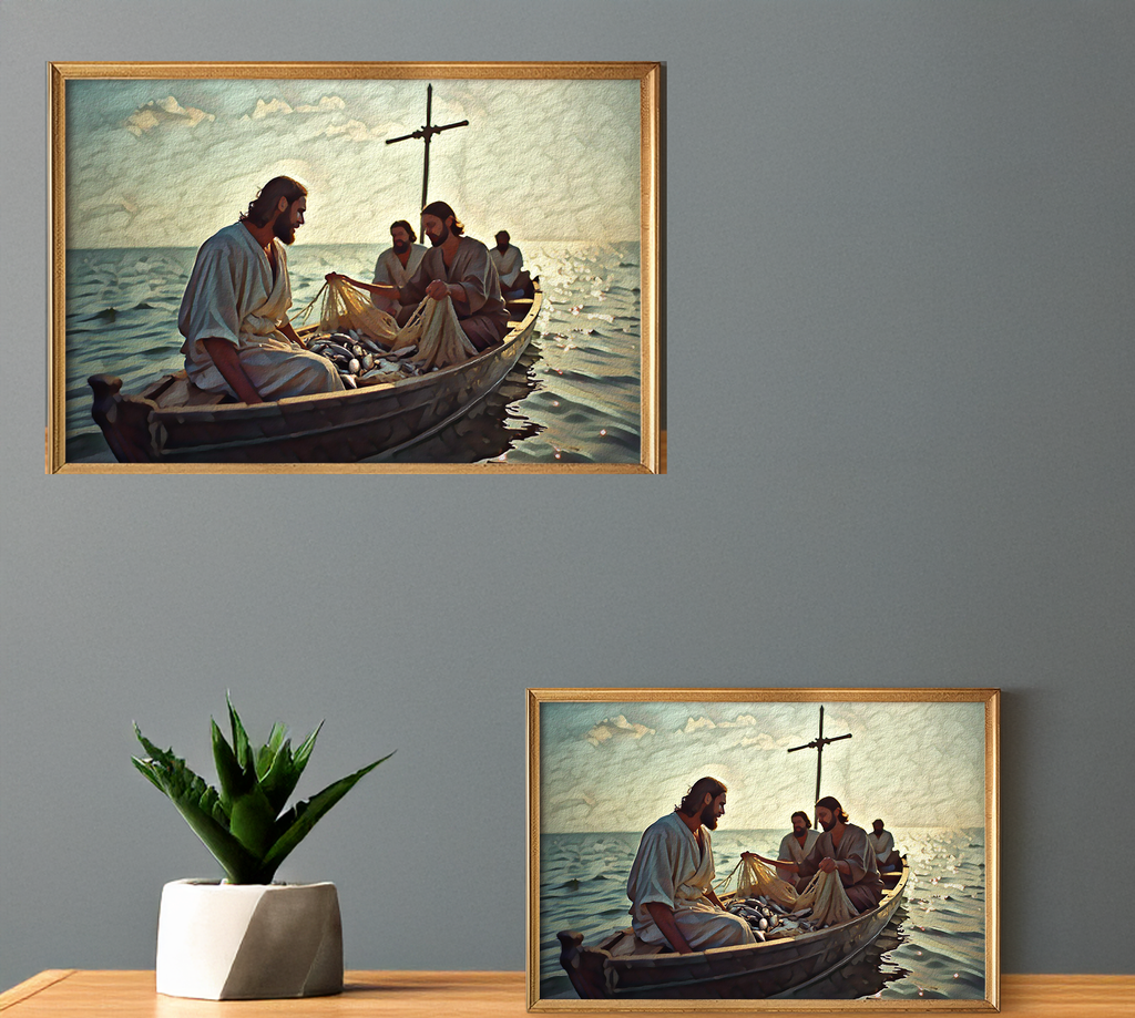 Jesus and Disciples Fishing Boat Print: Religious Wall Art (Digital Download)