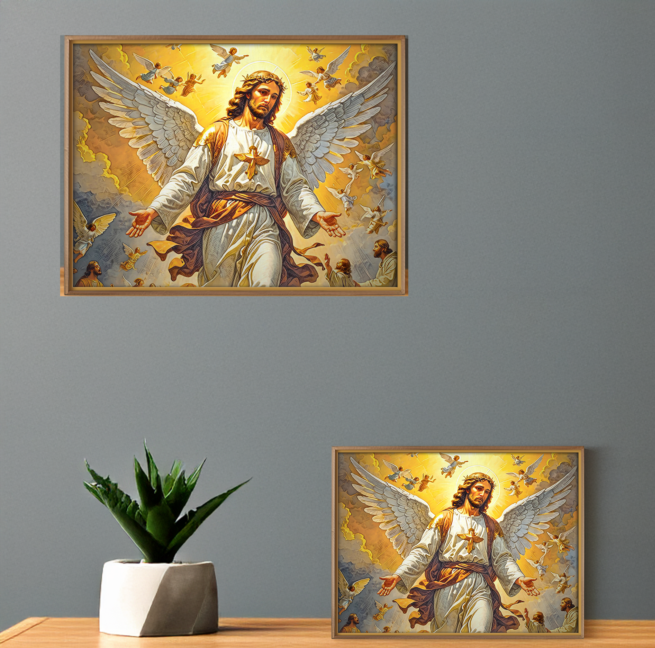 Jesus Christ Art Print: Divine Angels, Religious Home Decor (Digital Download)