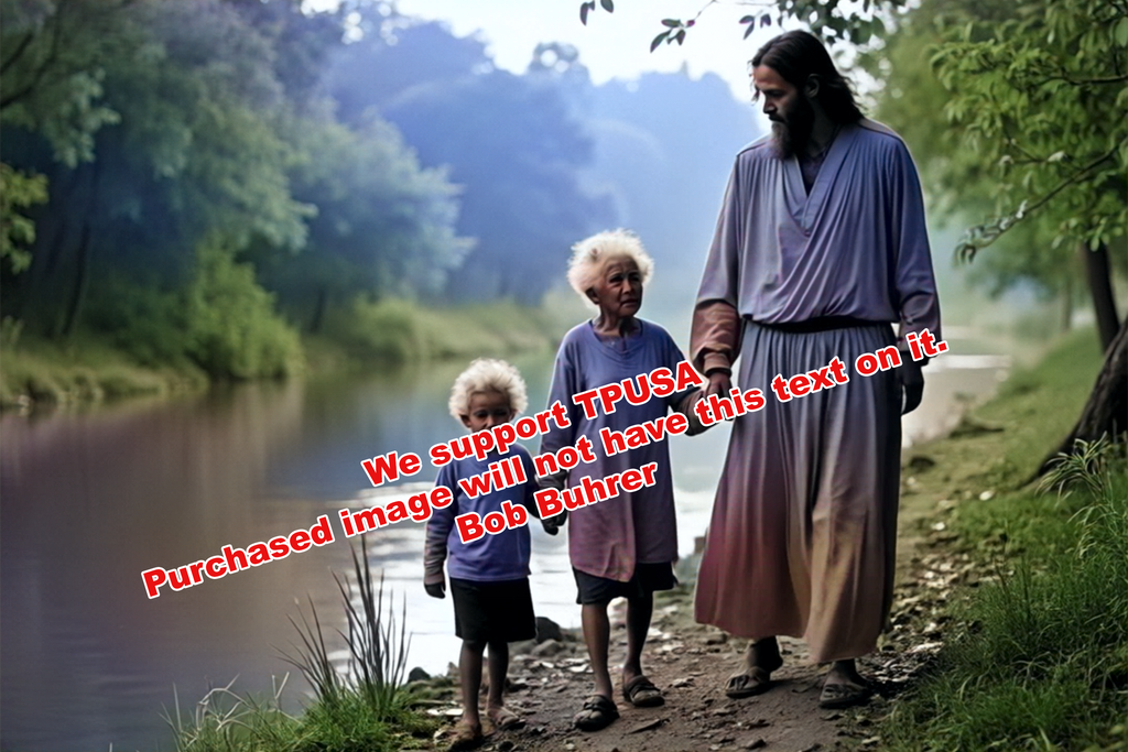 Jesus with Elders  Painting Spiritual Wall Art Christian Home Decor Biblical Illustration Gift