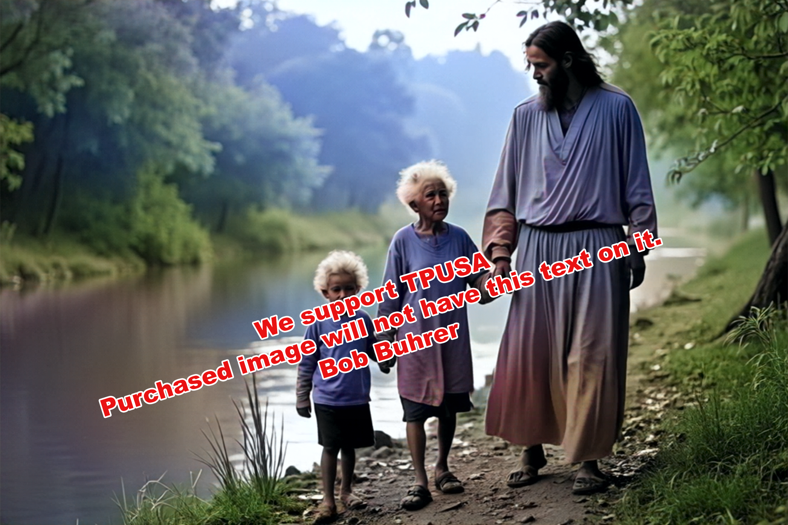 Jesus with Elders  Painting Spiritual Wall Art Christian Home Decor Biblical Illustration Gift