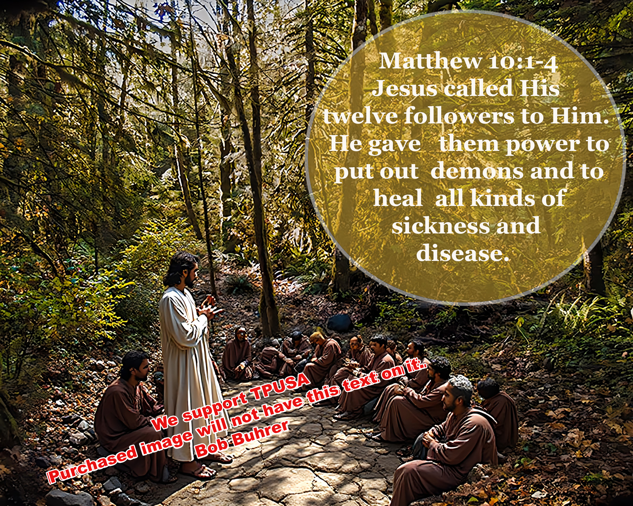 Christian Savior with Disciples   We support TPUSA    Wall Art - Religious Canvas Prints, Biblical Decor, Jesus and Apostles, Inspirational Christian Gift