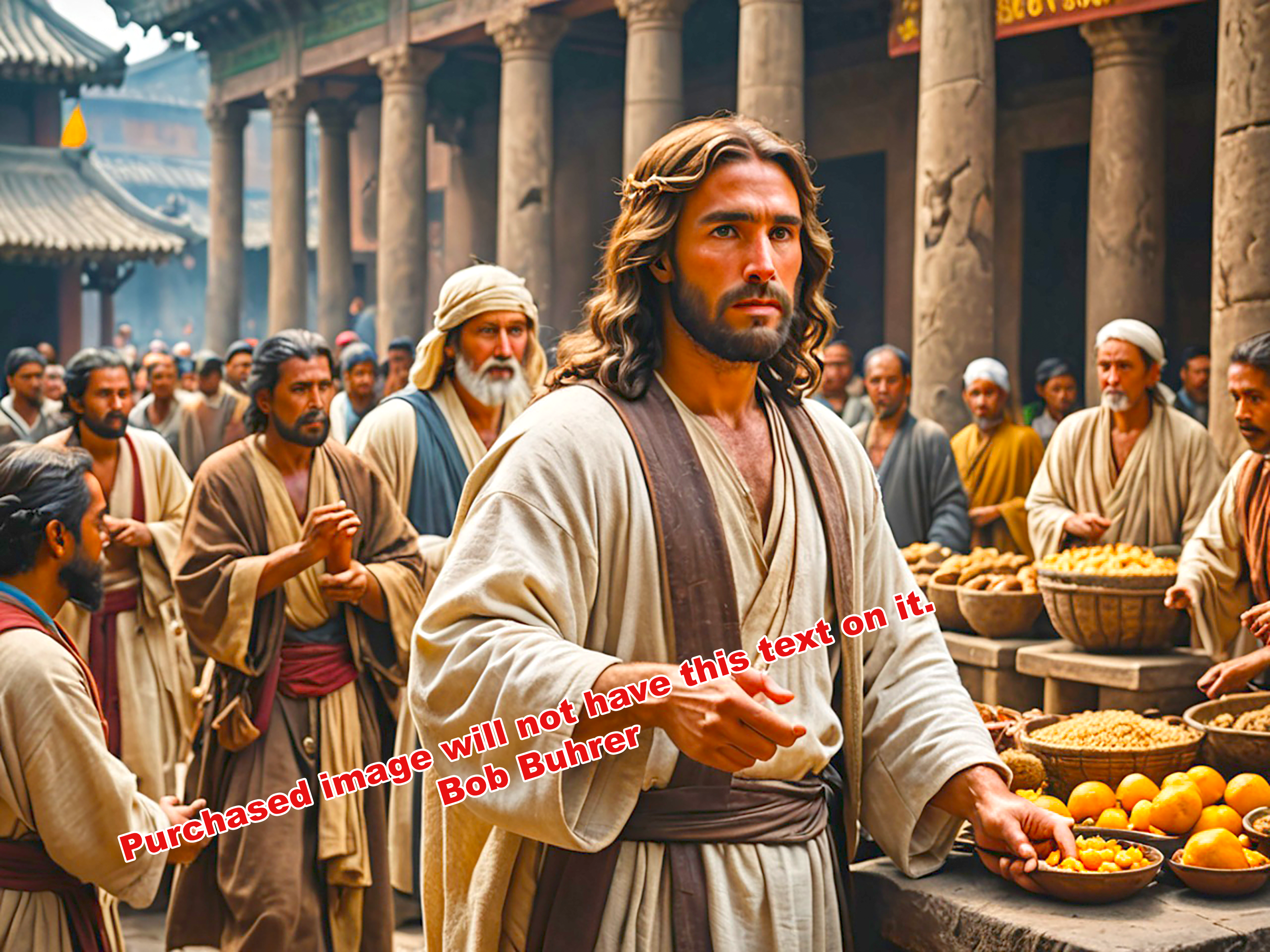 Jesus at the Temple      We support TPUSA   digital wall art, religious printable decor, spiritual home decor, colorful art print, Christian wall art
