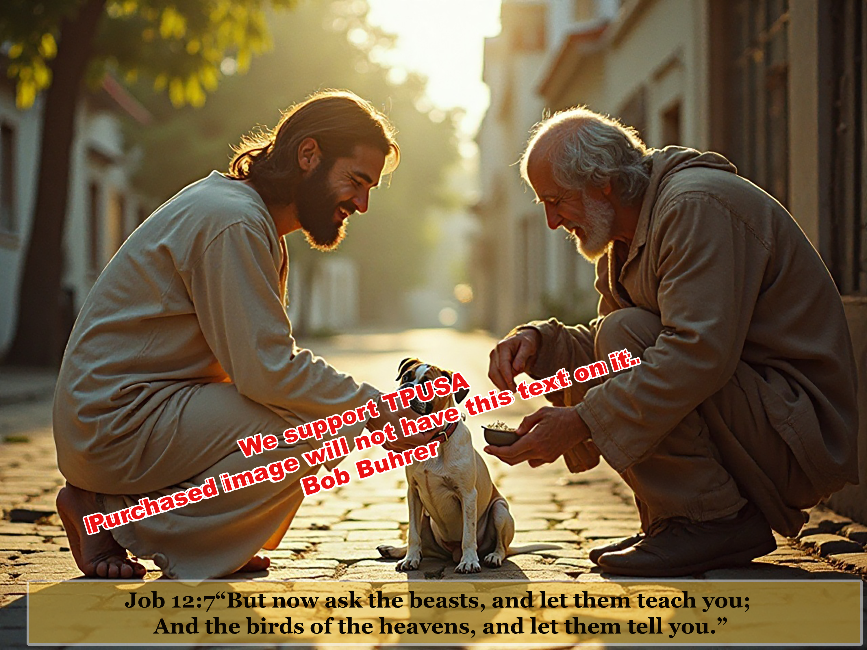 Jesus, man, and dog   We support TPUSA   Printable Wall Art, Vintage Style Romantic Portrait, Home Decor for Living Room, DIY Digital Download, Instant Art Print