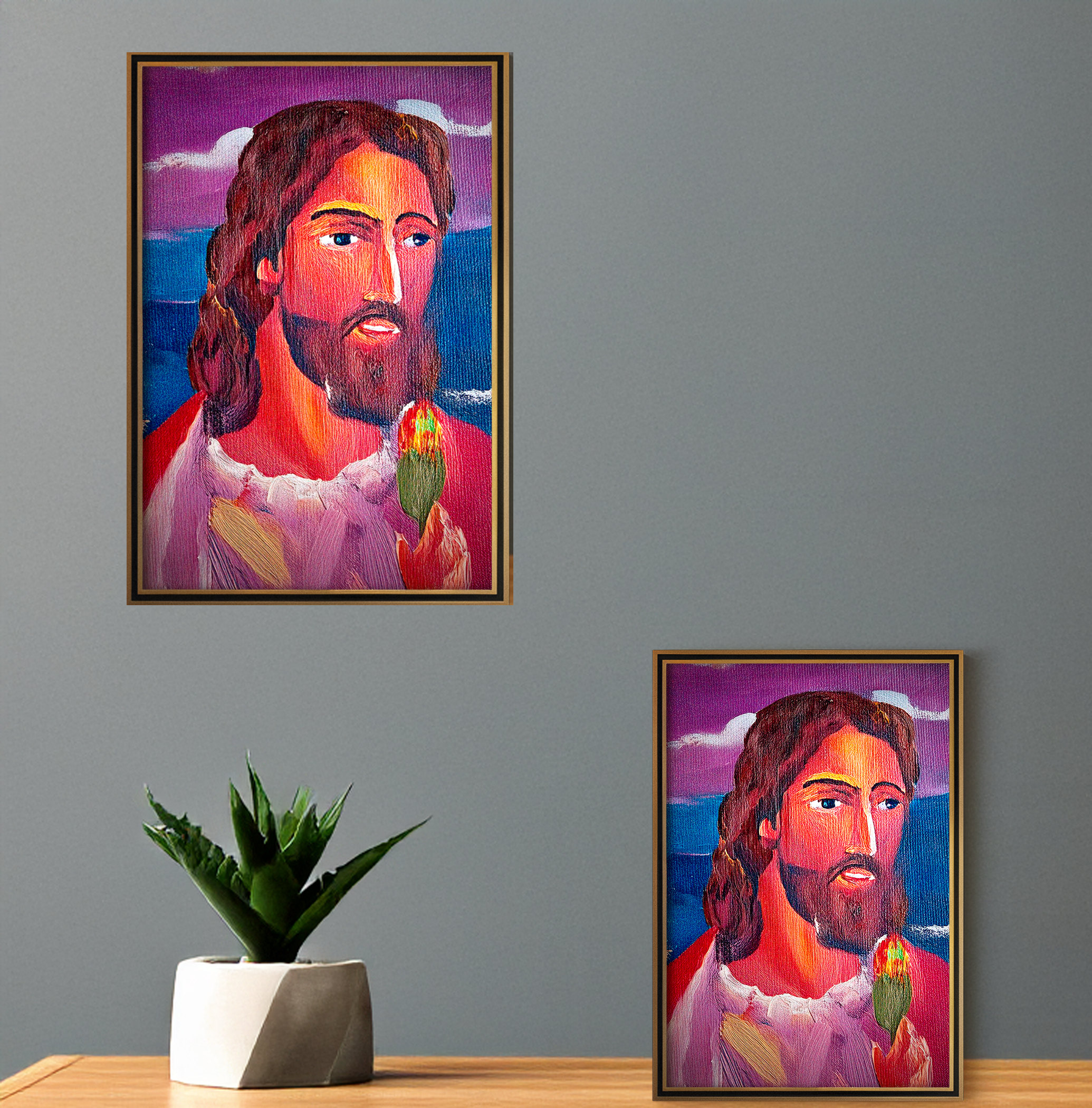 Colorful Jesus Portrait: Modern Religious Art Print (Digital Download)