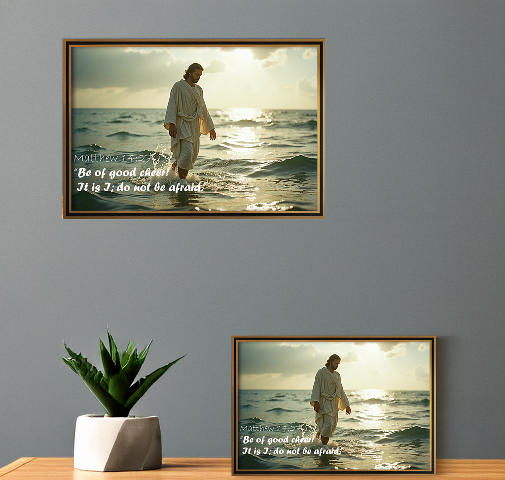 Walking on Water  Inspirational Art Print & Motivational Wall Decor for Home Office, Spiritual Quote Poster, Faith-Based Gift Idea