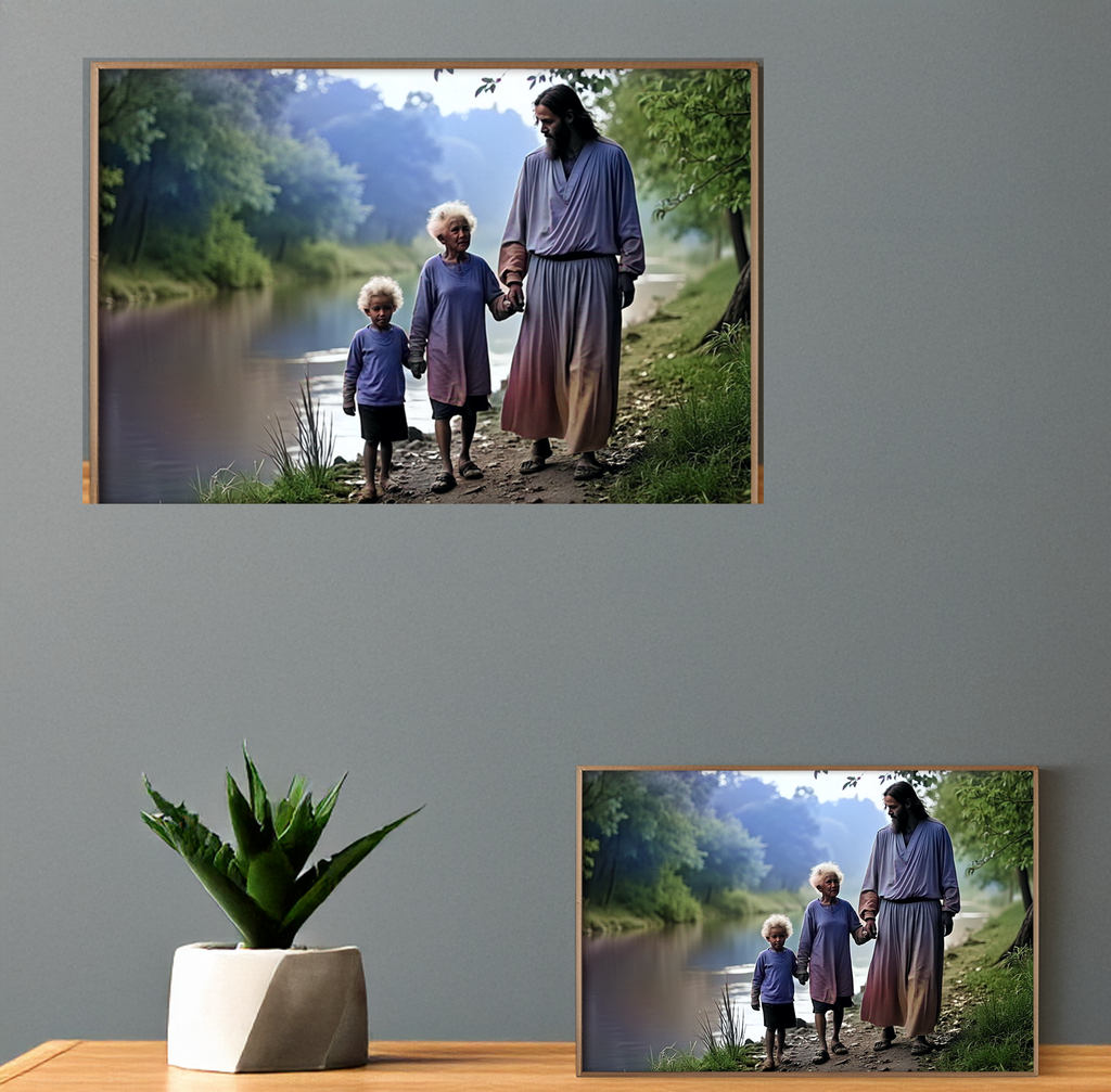 Jesus with Elders  Painting Spiritual Wall Art Christian Home Decor Biblical Illustration Gift