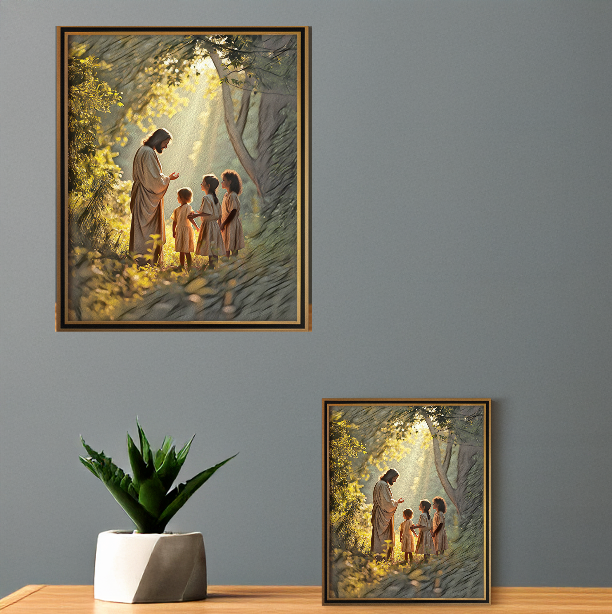 Jesus with children Colorful modern portrait of Jesus digital wall art, religious home decor, spiritual printable art, faith-inspired