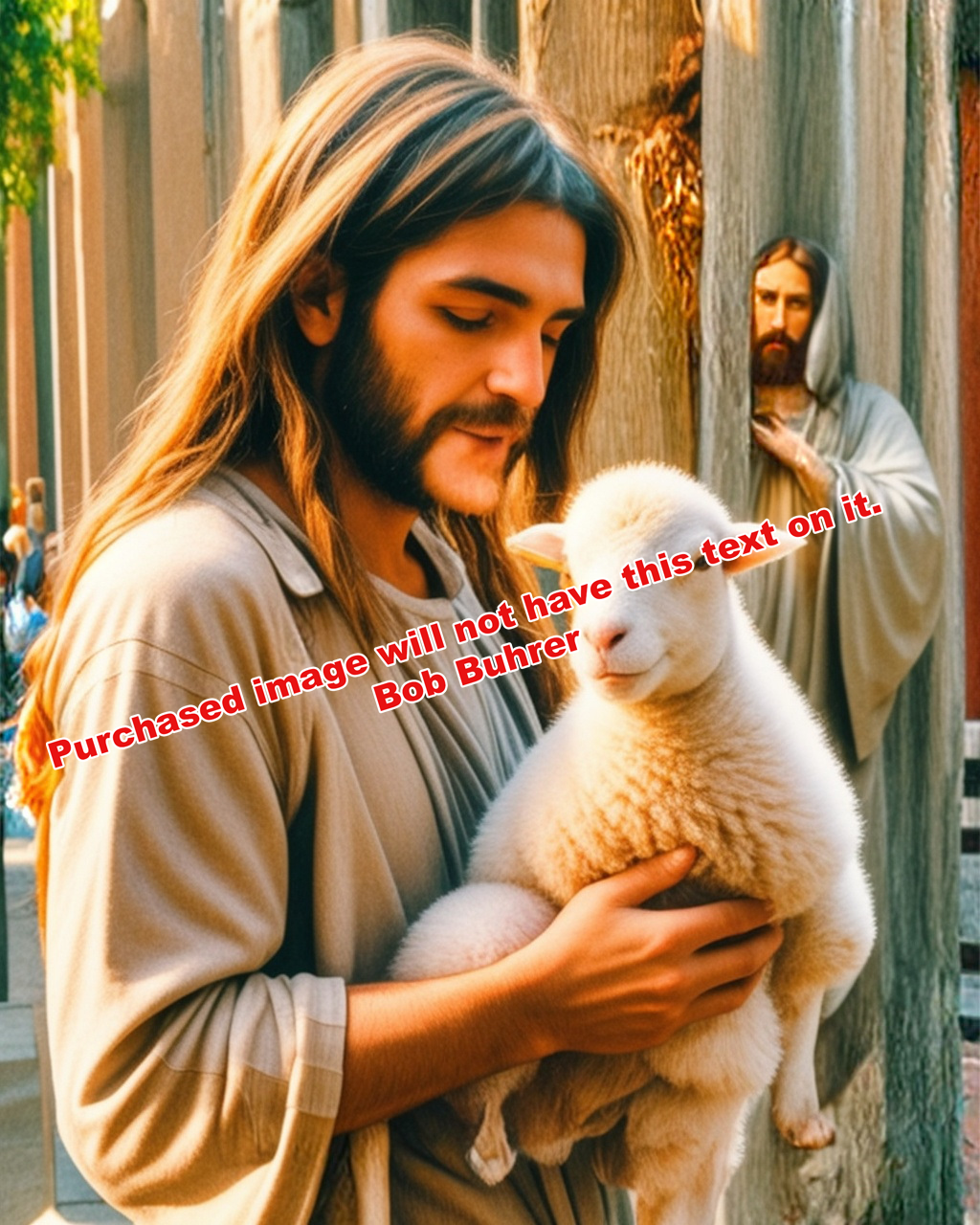 Jesus with Lamb      We support TPUSA     Wall Art Print, Christian Inspirational Decor, Religious Gift for Home,  Spiritual Nursery Illustration