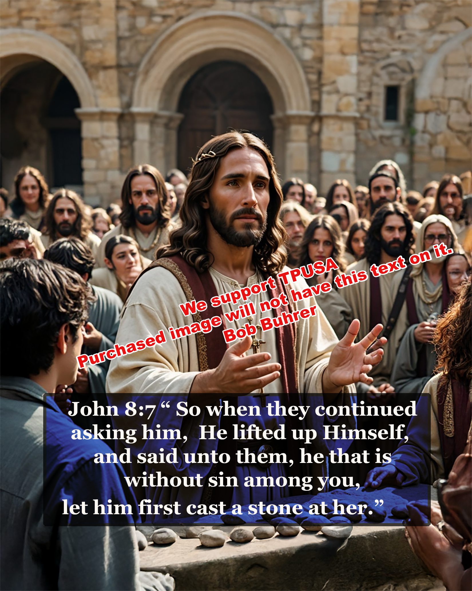 The First Stone   We support TPUSA    -  Inspirational Christian Wall Art with 5 Images for Home Décor