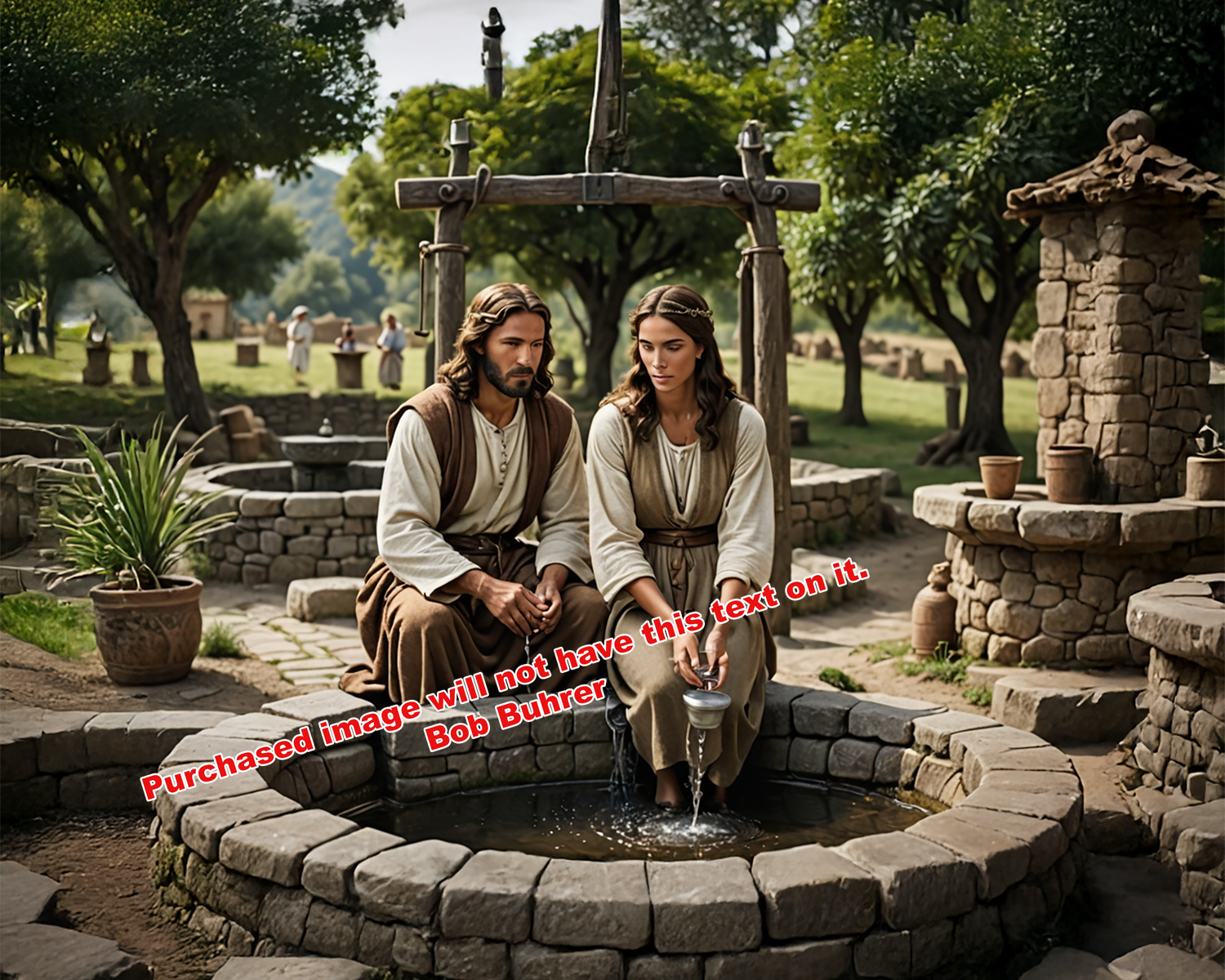 Woman at the Well    We support TPUSA    - Christian Inspirational Faith-Based Prints for Living Room & Bedroom Home Decor, Motivational Religious Wall Décor