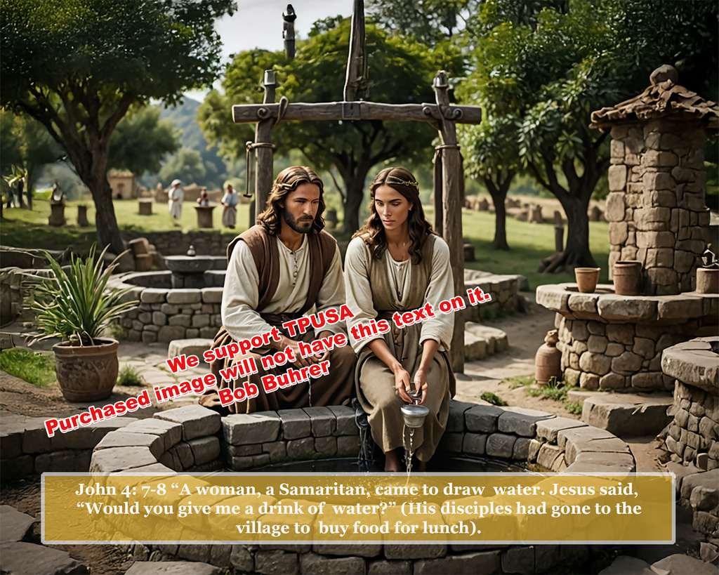 Woman at the Well    We support TPUSA    - Christian Inspirational Faith-Based Prints for Living Room & Bedroom Home Decor, Motivational Religious Wall Décor