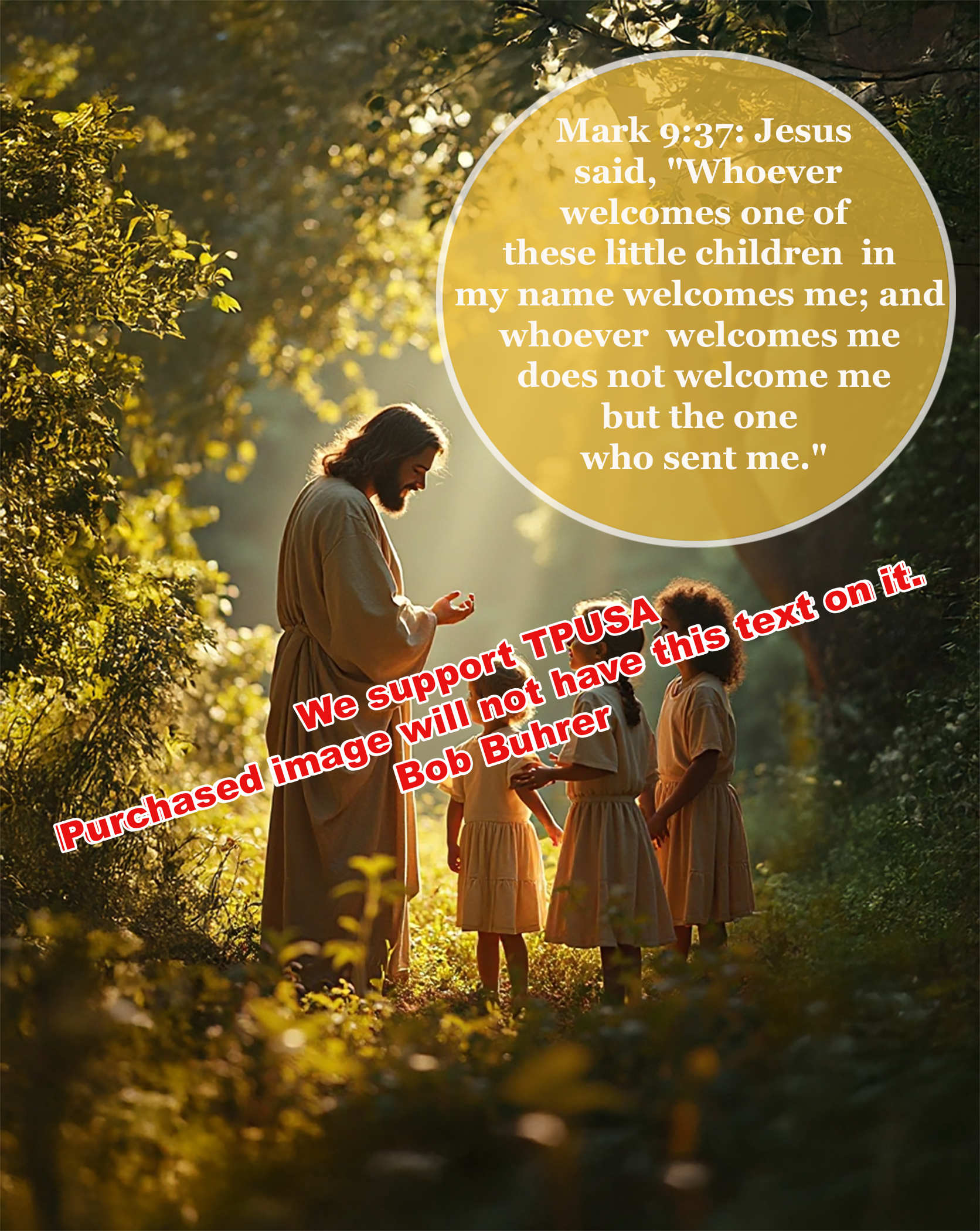 Jesus Talking with Children   We support TPUSA  - Christian Wall Art - Inspirational Faith-Based Prints for Living Room & Bedroom Motivational Religious Décor