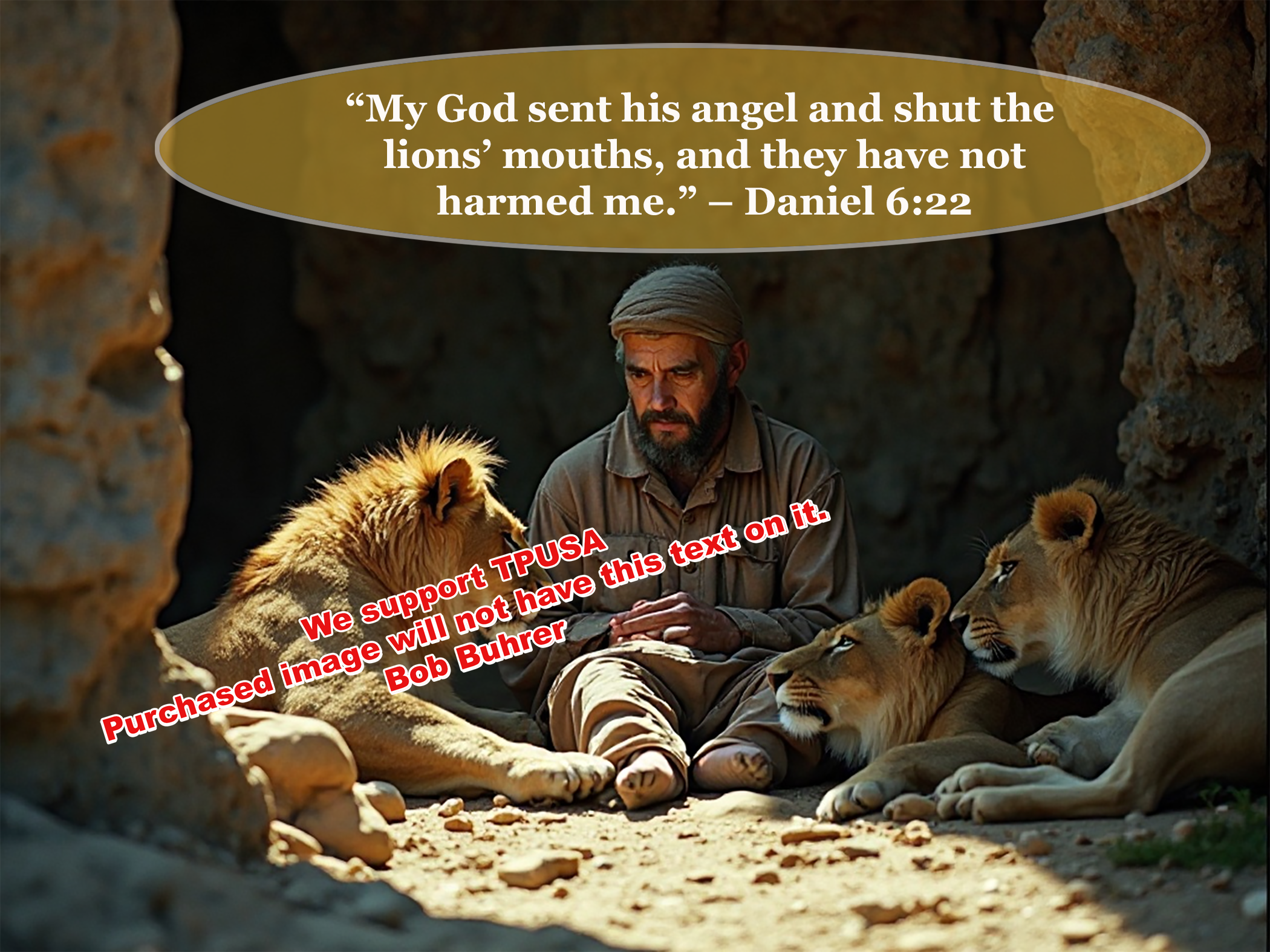 Daniel and the lions     We support TPUSA      Wall Art Printable | Christian Inspirational Digital Download | Faith, Love, Pets, Gifts, Bible Scripture Art