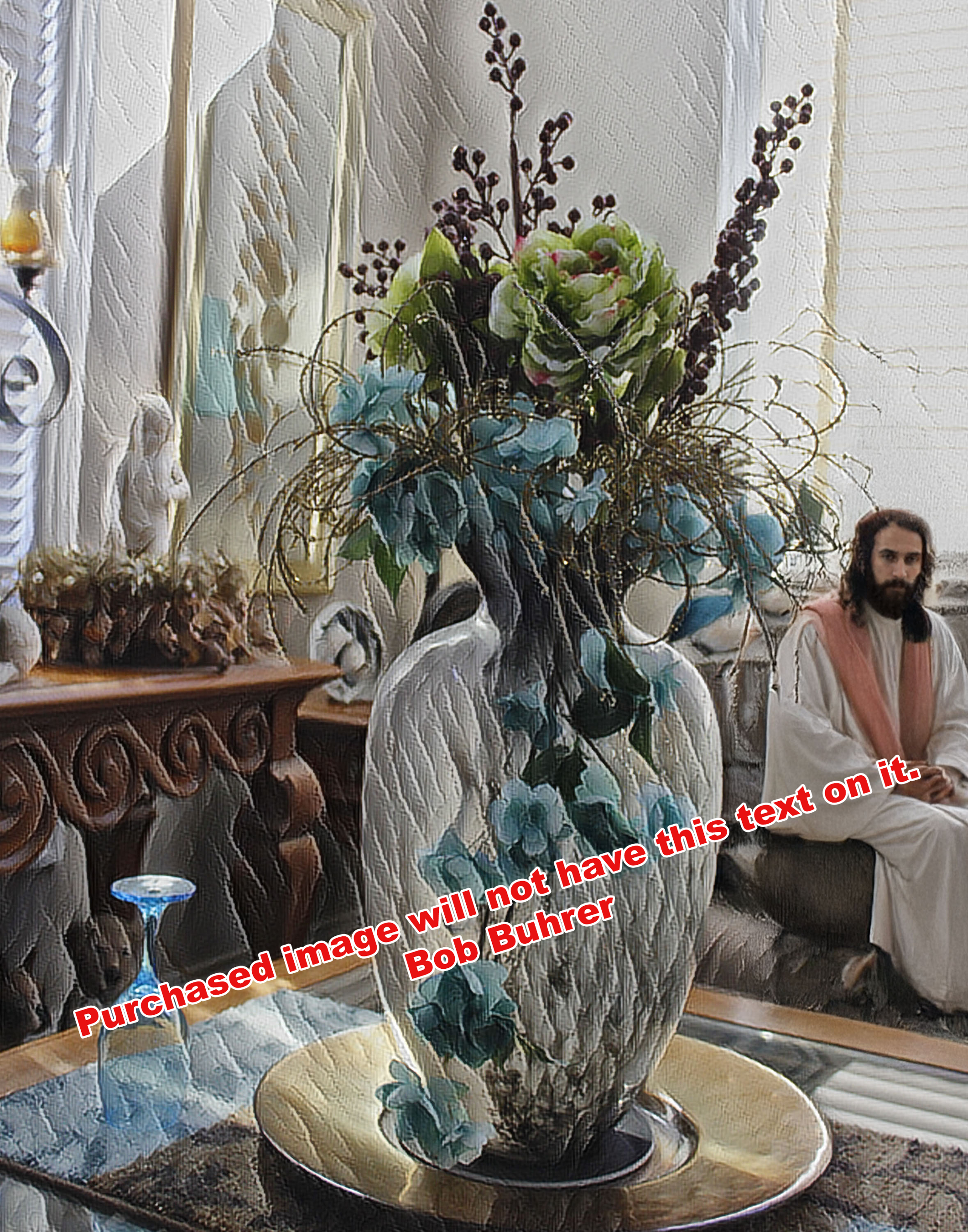 Home Comfort      We support TPUSA   Jesus Visiting Wall Art Print, Inspirational Christian Home Decor, Biblical , Spiritual Wall Hanging