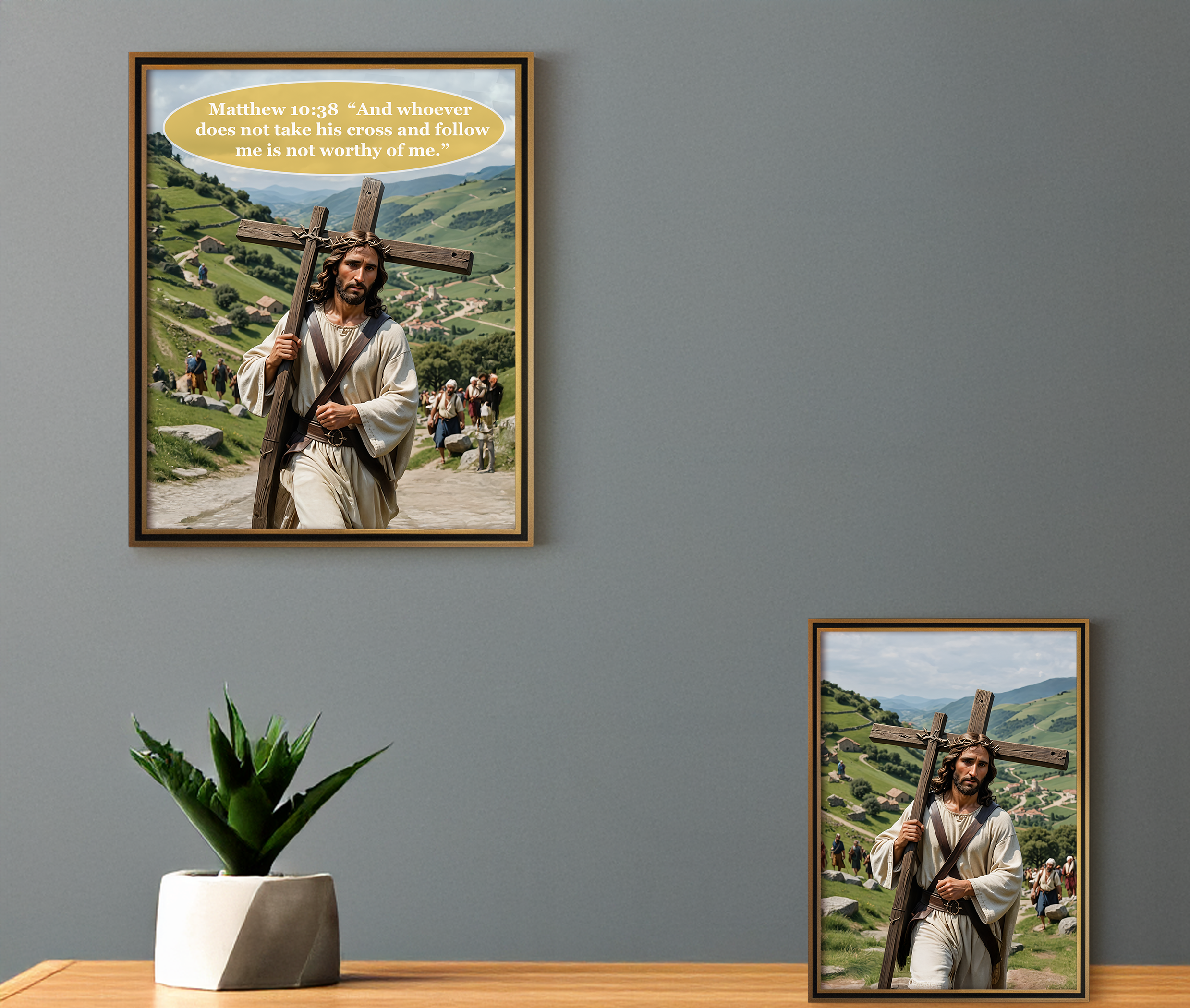 The Cross - Inspirational Christian Wall Art Set – Faith-Based Motivational Prints for Living Room & Bedroom