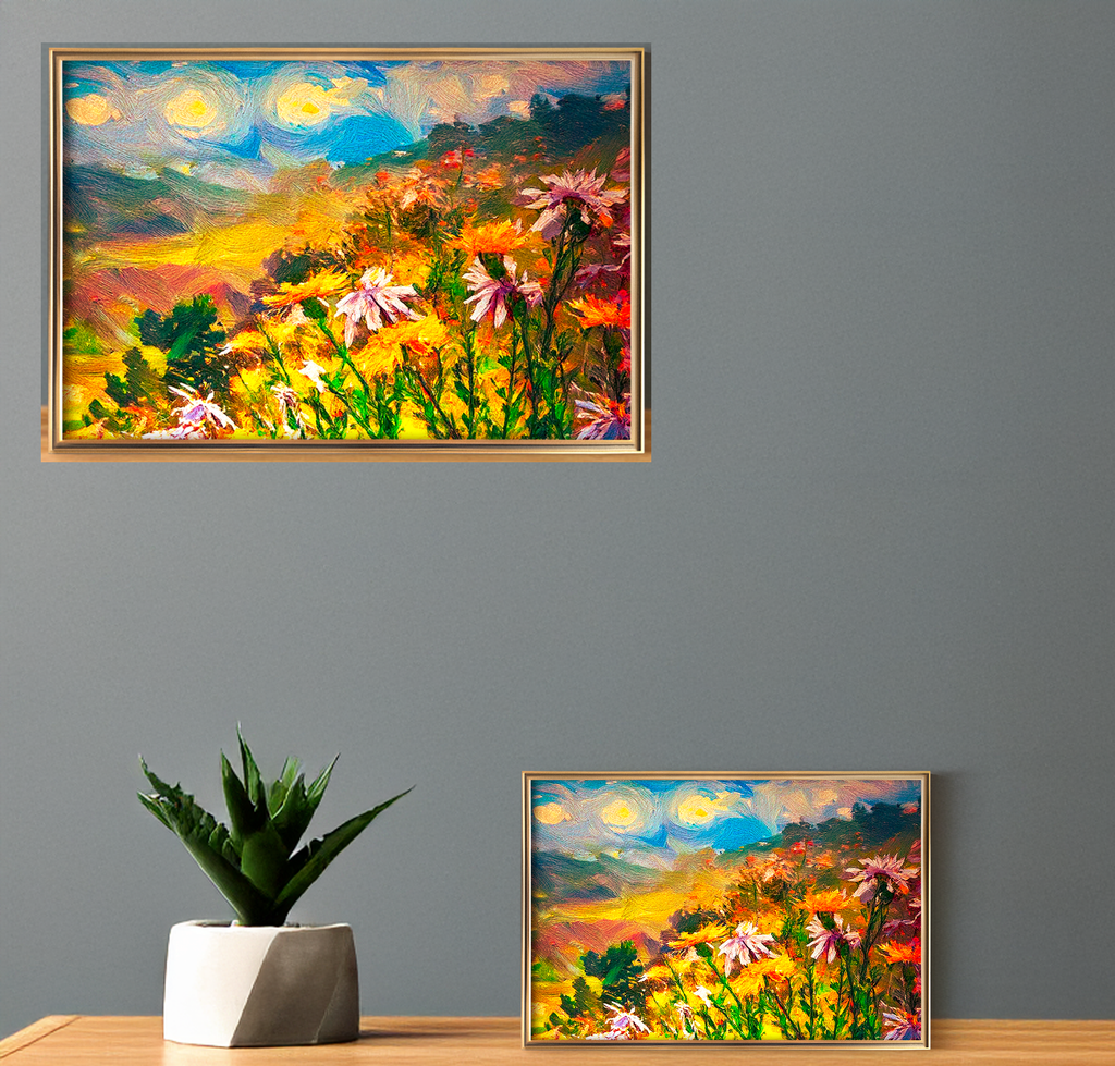 Colorful Flower Field Landscape Art Print (Digital Download)