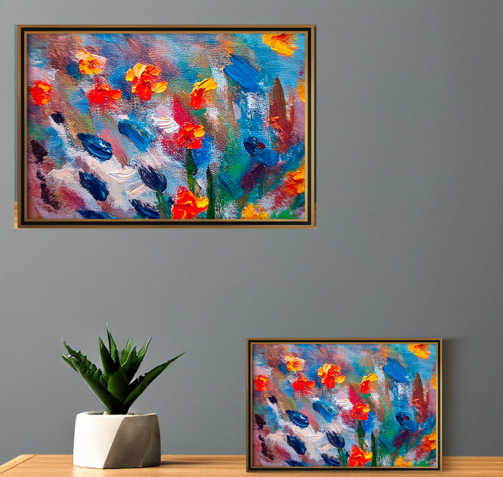 Colorful garden wall art digital print, vibrant abstract painting, modern home decor, bright floral artwork for living room or bedroom