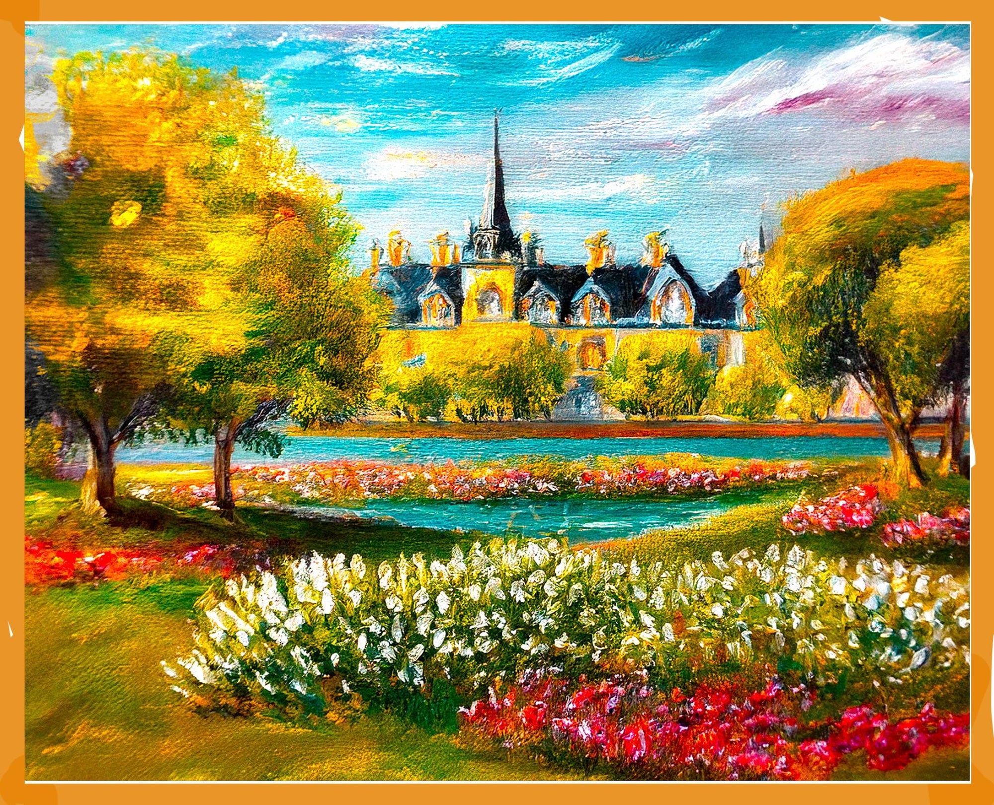Our Garden at Home, Modern Printable Art, Vibrant Home Decor, Monet Style Landscape, Instant Download