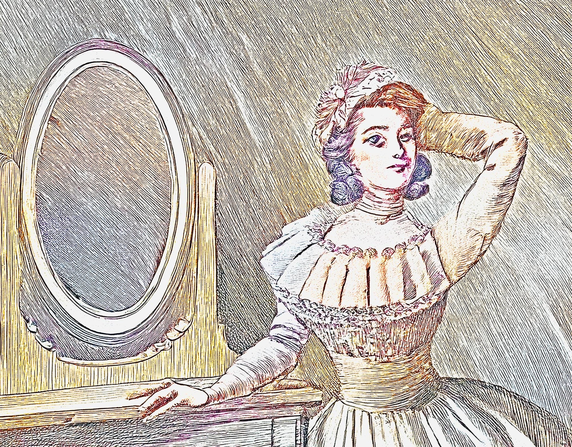 Vintage Woman Renoir style Portrait Digital Wall Art, Nostalgic Retro Home Decor, Printable Art for Living Room or Bedroom