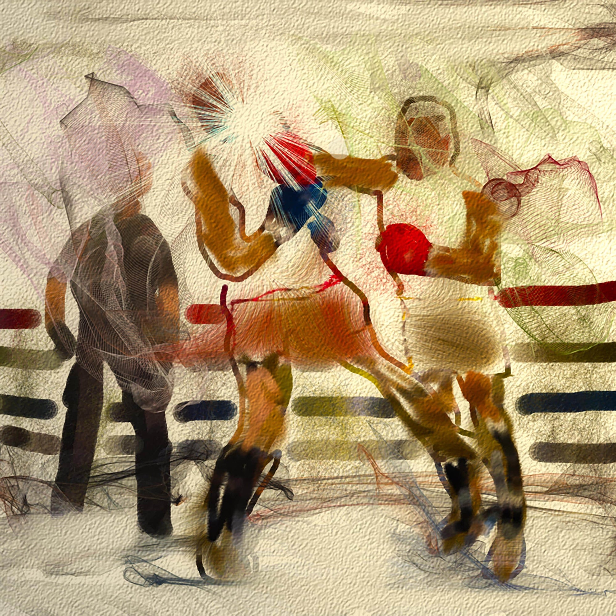 The Fight Colorful Abstract Wall Art Digital Download| Vibrant Art Print for Living Room or Gallery