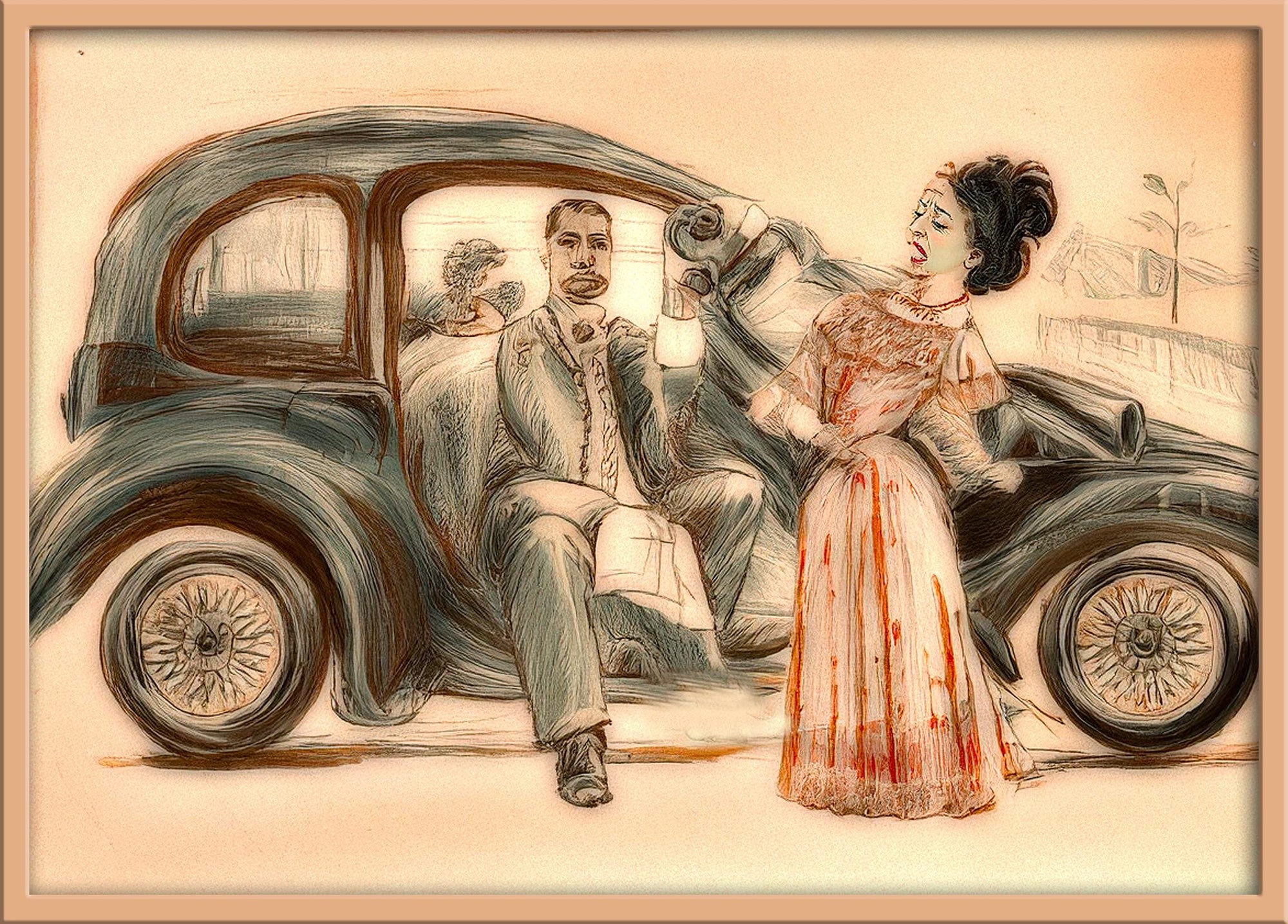 The New Car Vintage-inspired wall art, colorful digital download, retro car and couple, home decor, printable art, vibrant wall decor