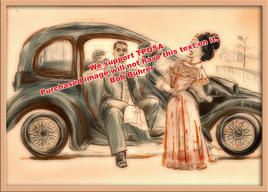 The New Car - Vintage-inspired wall art, colorful digital download, retro car and couple, home decor, printable art, vibrant wall decor