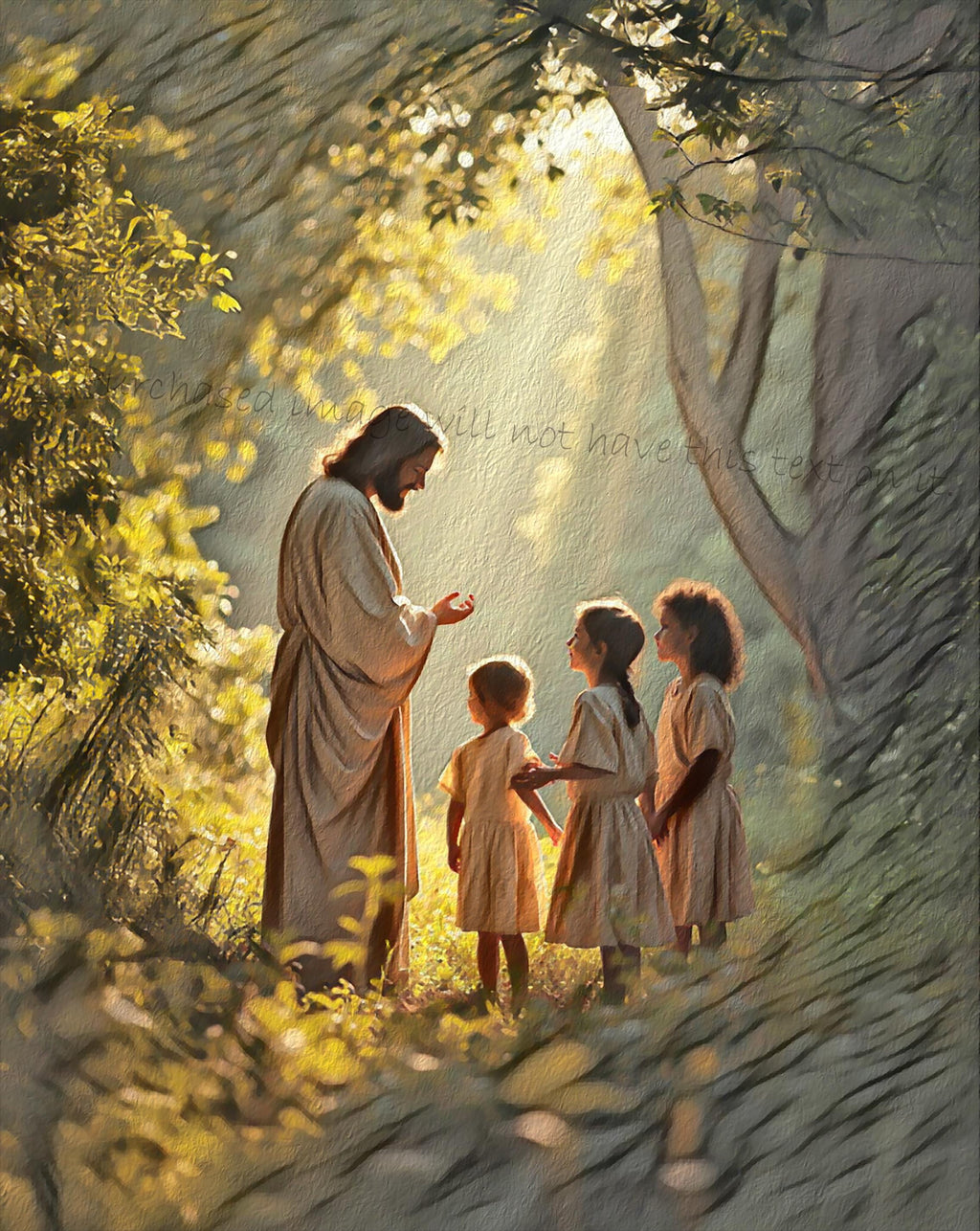 Jesus with children Colorful modern portrait of Jesus digital wall art, religious home decor, spiritual printable art, faith-inspired