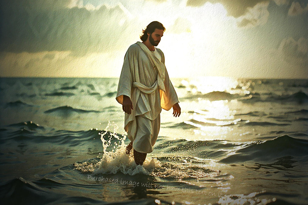 Jesus Walking on Water Art Print: Religious Home Decor (Digital Download)
