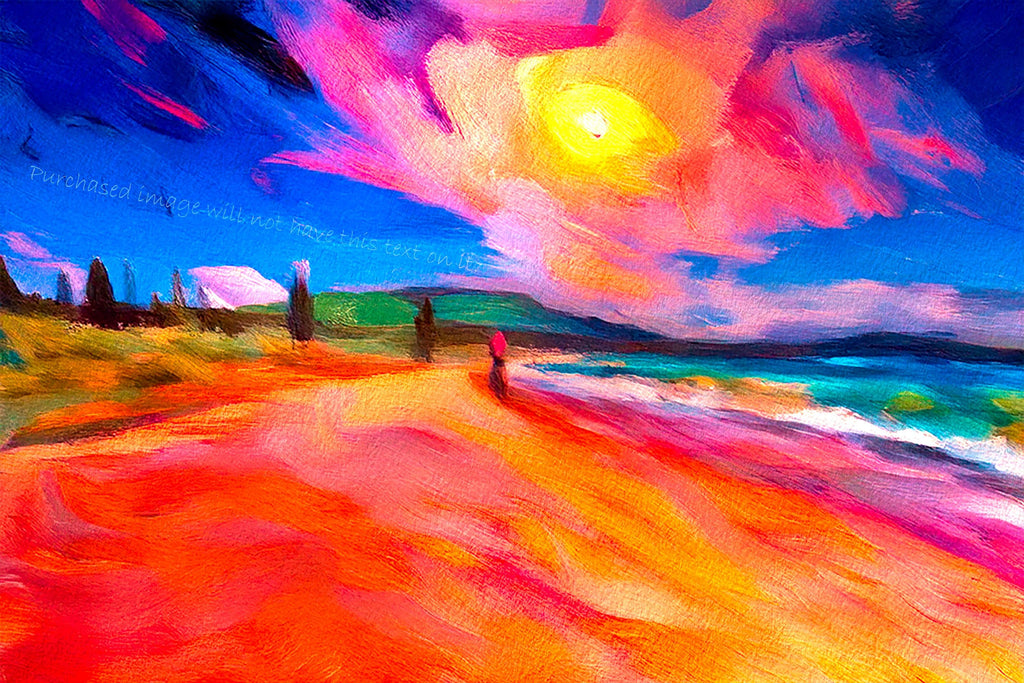 Colorful Sunset Beach Scene Art Print: Modern Home Decor (Digital Download)