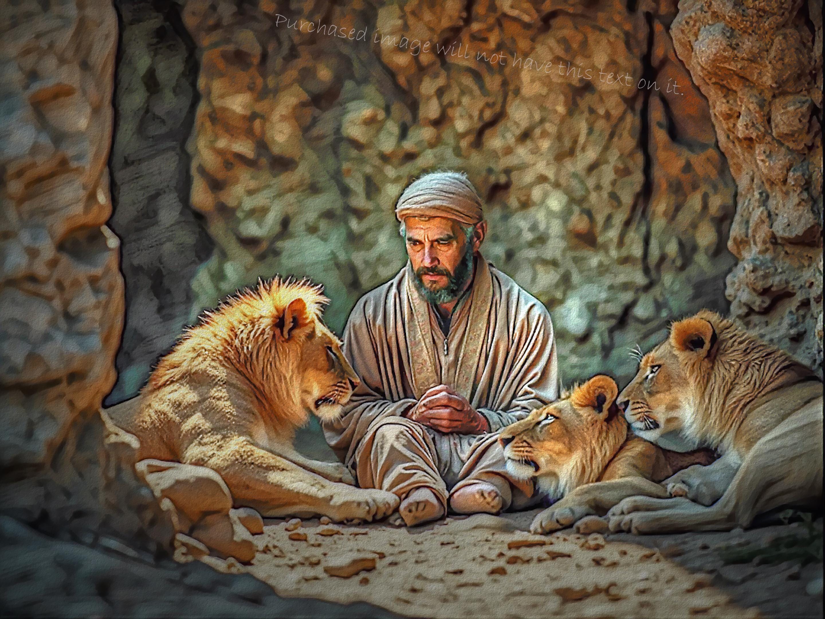 Daniel and Lions Art Print: Modern Wall Decor (Digital Download)