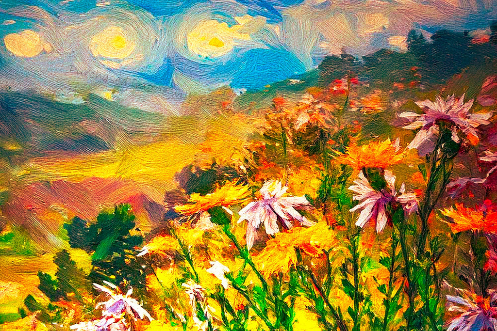 Colorful Flower Field Landscape Art Print (Digital Download)