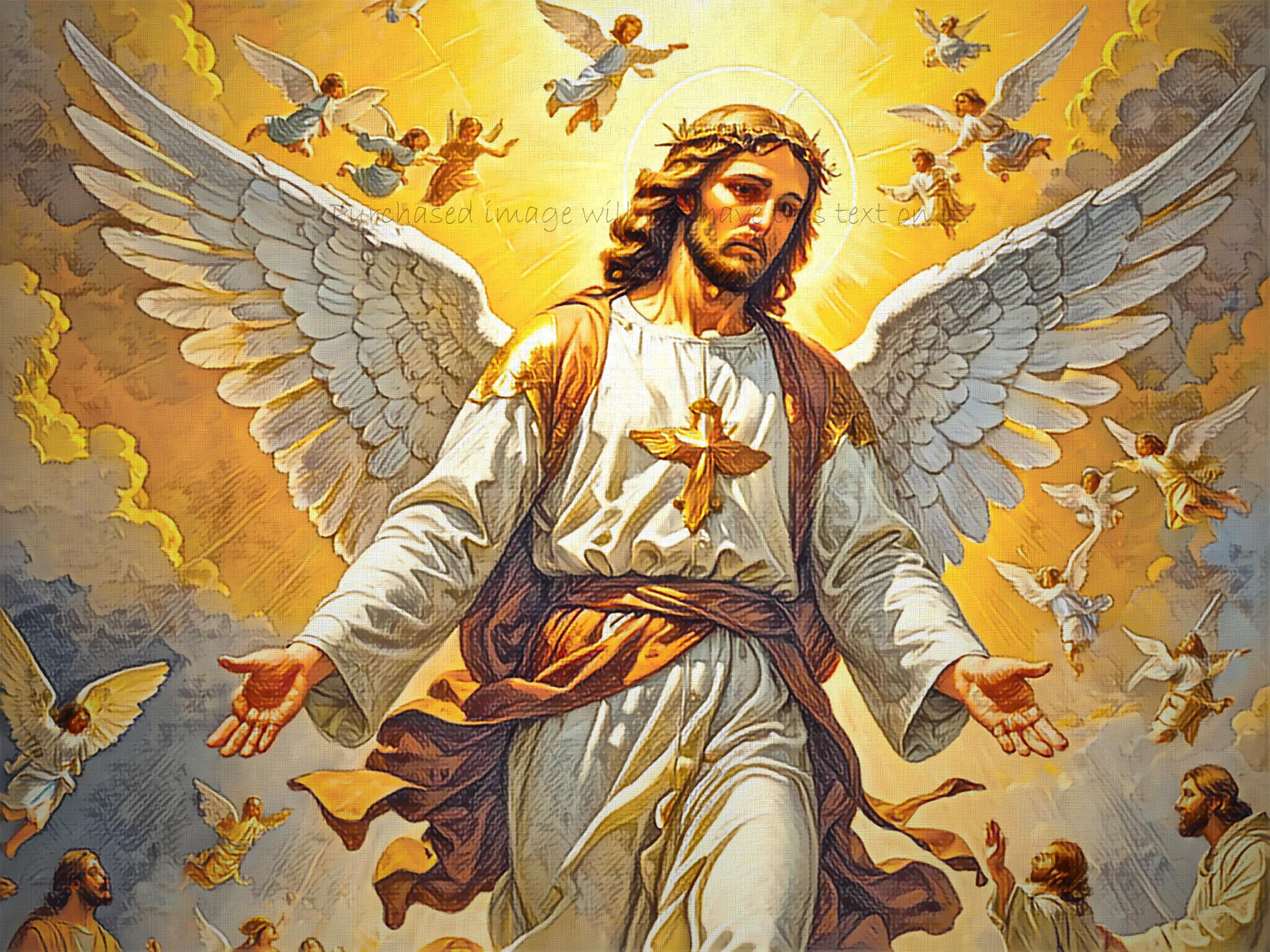 Jesus Christ Art Print: Divine Angels, Religious Home Decor (Digital Download)