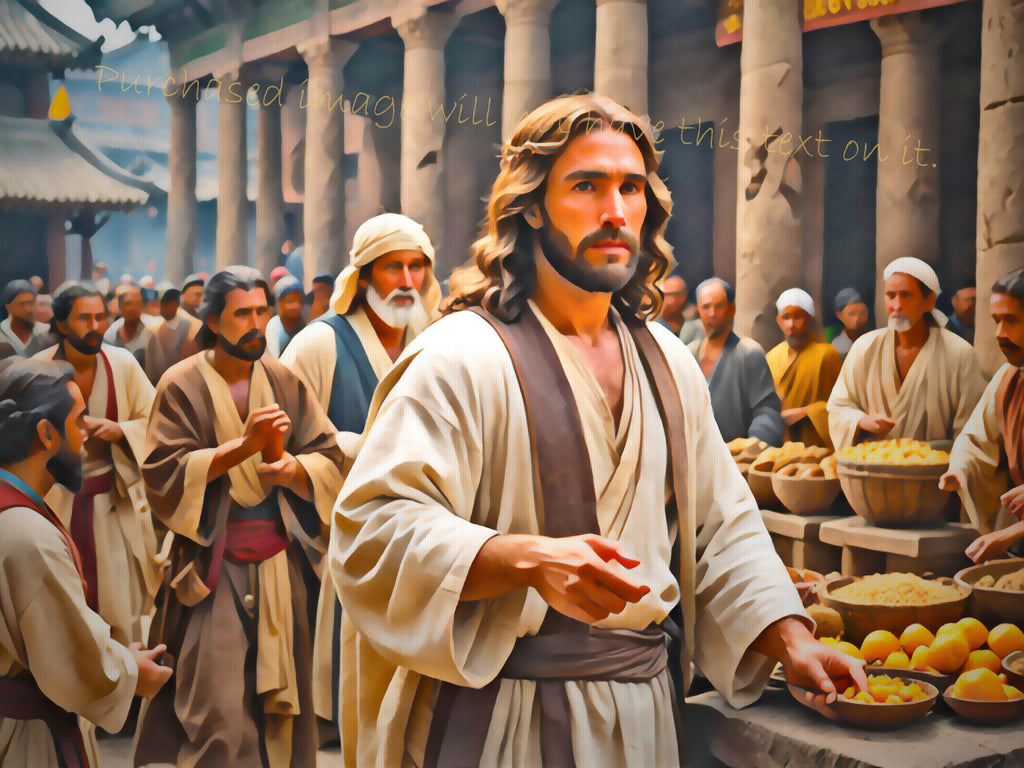 The Marketplace Digital Wall Art, Vibrant Marketplace Scene, Modern Home Decor, Printable Art, Colorful Religious Artwork, LivingRoom Decor