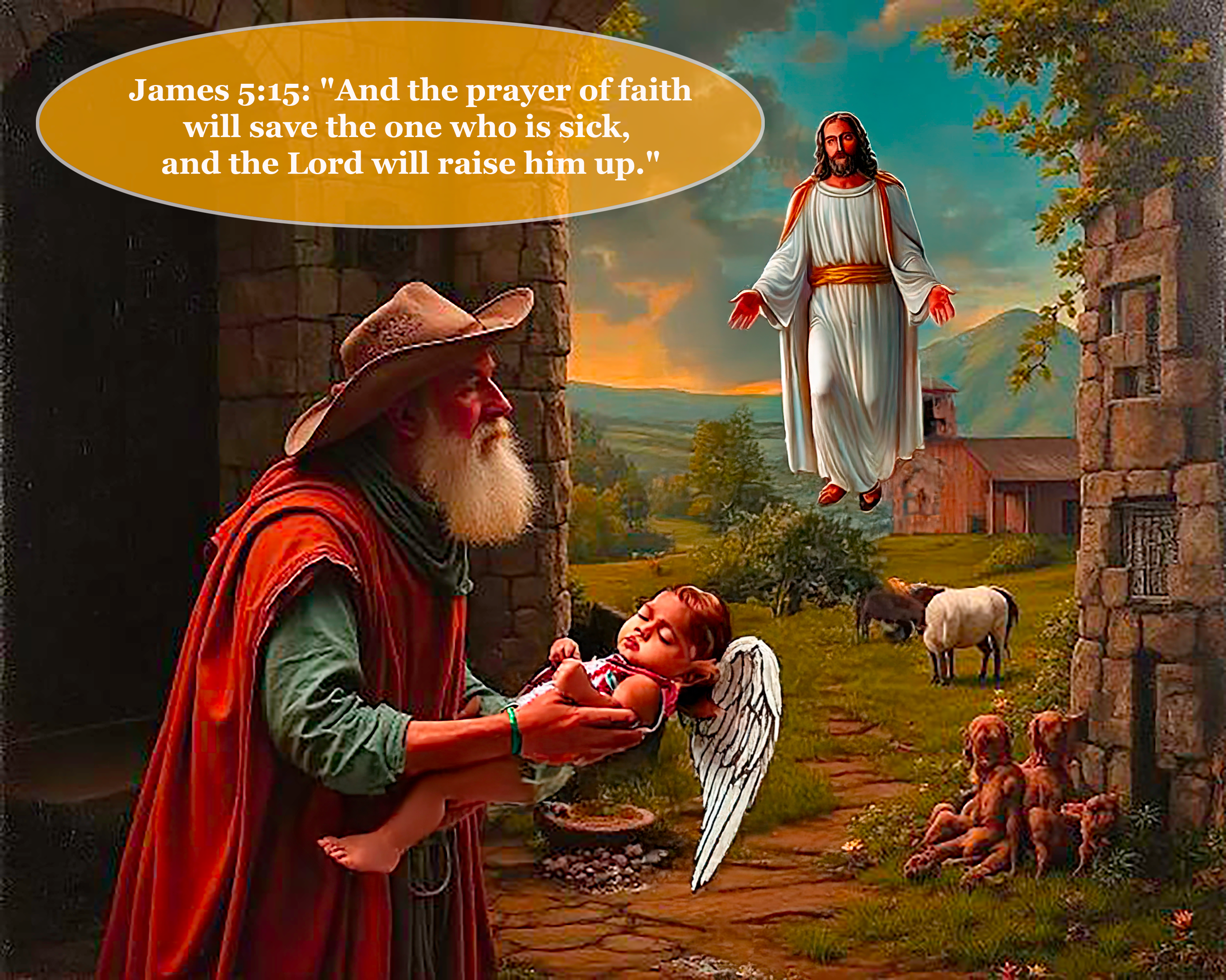 Our Savior Heals          His Child Religious Wall Art Print with 4 Extra Inspirational Images – Christian Home Decor Gift